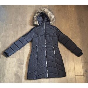 Nanette Lepore Black Puffer Coat with Faux Fur Hood